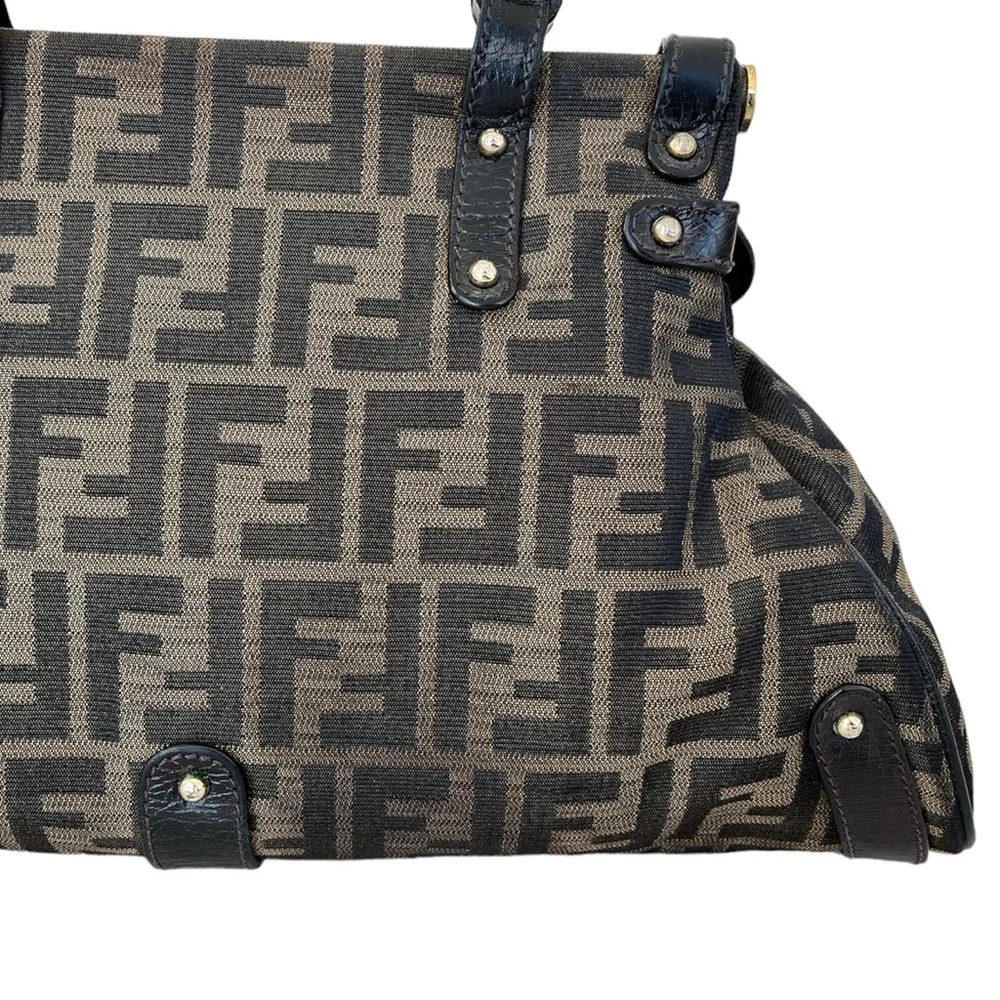 Authentic FENDI Medium Zucca Monogram Canvas Magic Bag in Brown Tobacco Color - Picture 7 of 11